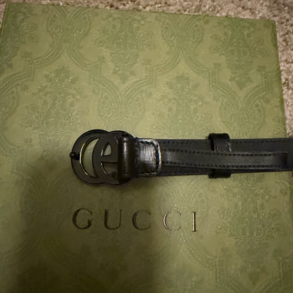 Gucci Dark Leather Belt with Iconic Buckle
